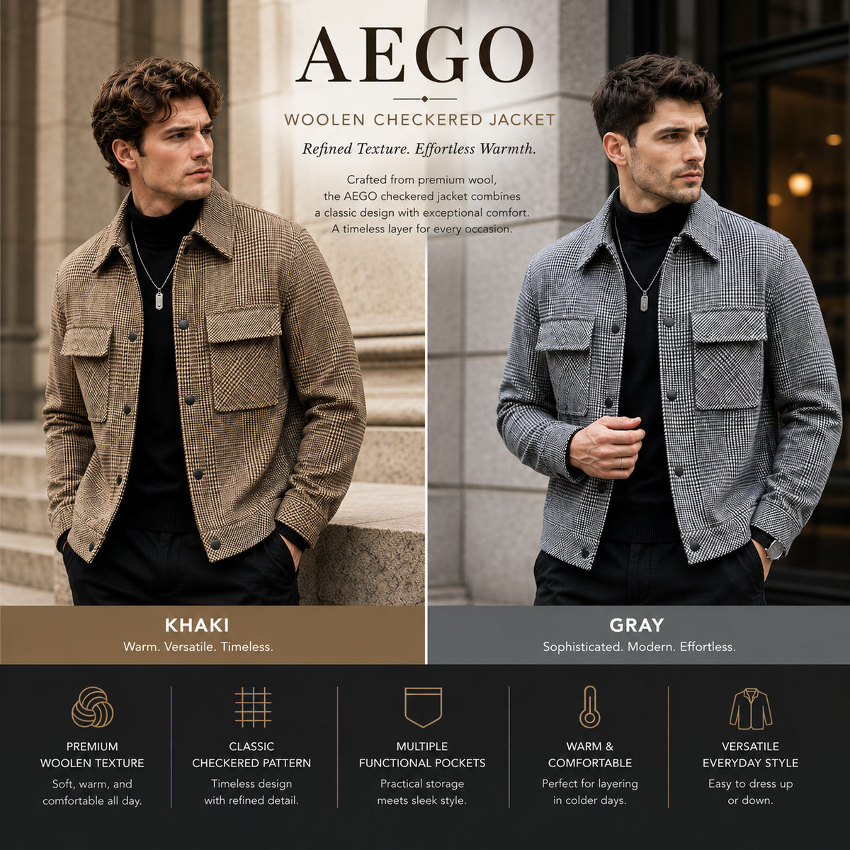 AEGO Wool Check Jacket