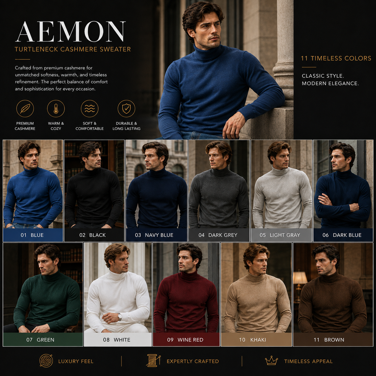 AEMON Turtleneck Cashmere Sweater