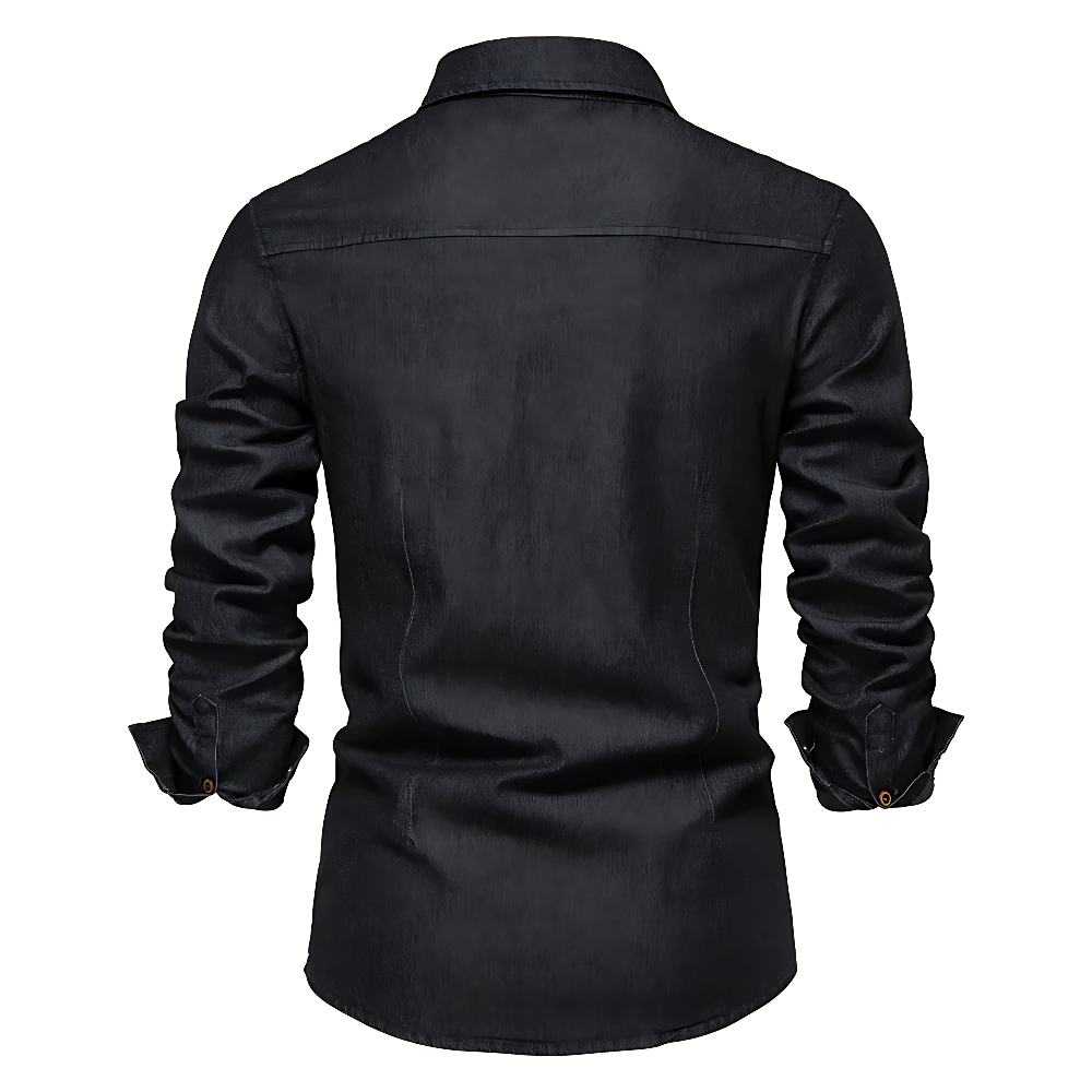 AdaptiveFit Cotton Denim Shirt: Tailored For Men