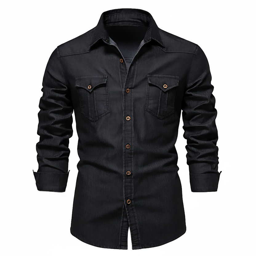 AdaptiveFit Cotton Denim Shirt: Tailored For Men