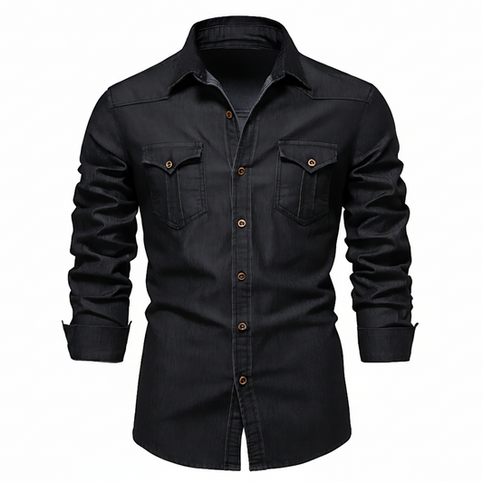 AdaptiveFit Cotton Denim Shirt: Tailored For Men
